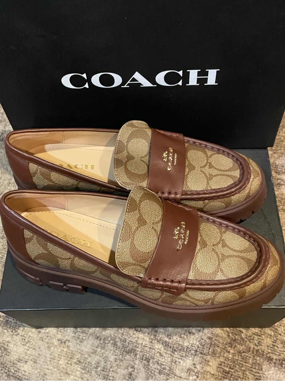 Ruthie Sig Loafer Khaki/Walnut Coach Brown Shoes Size 8 B NIB New!! $198 - Picture 3 of 8